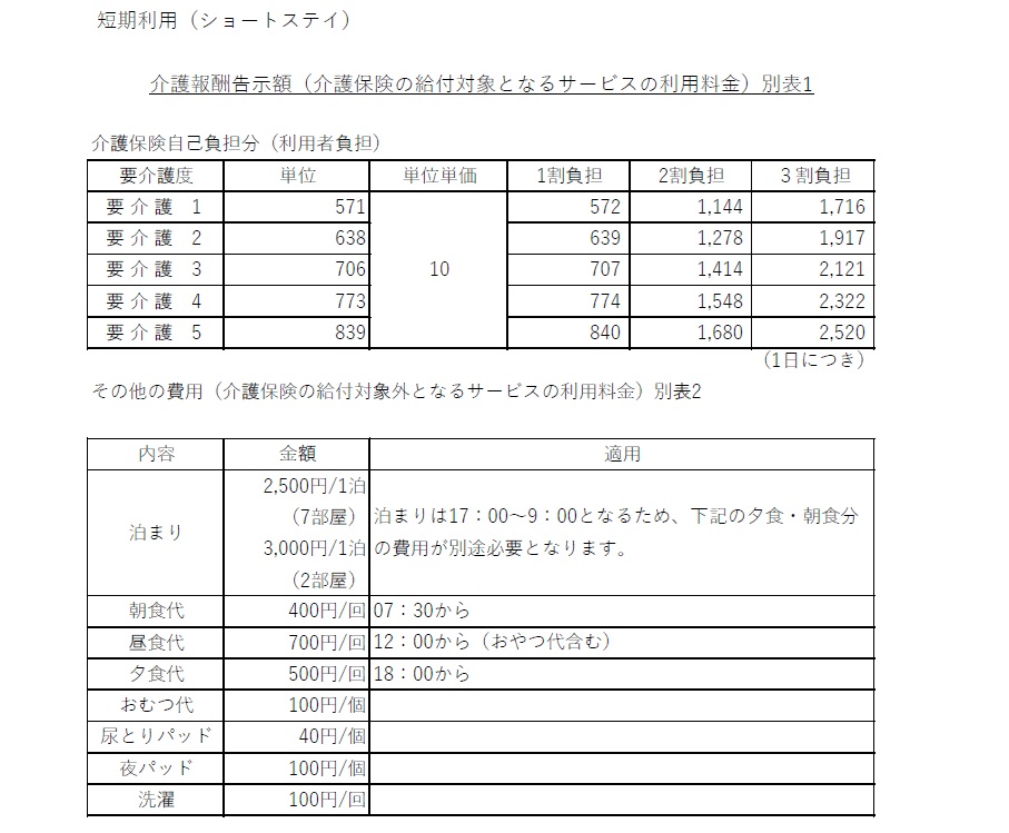 しこくかんたき・料金表3